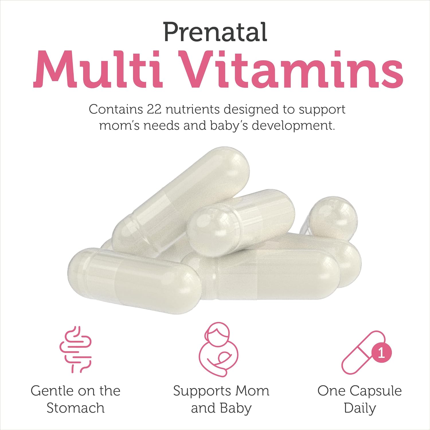 Zahler Total One Prenatal Vitamins for Women - 90 Count Daily Multi Vitamin with Folic Acid, Iron, Zinc & Essential Minerals - Kosher Prenatal Capsules