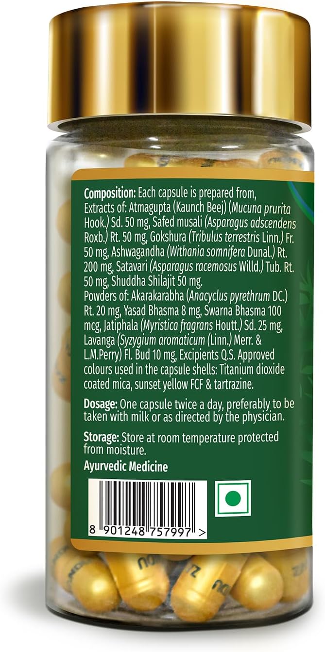 Zandu Ashwagandha Gold Plus Capsules with Ayurvedic Ingredients for Stamina and Immunity, 60 Count