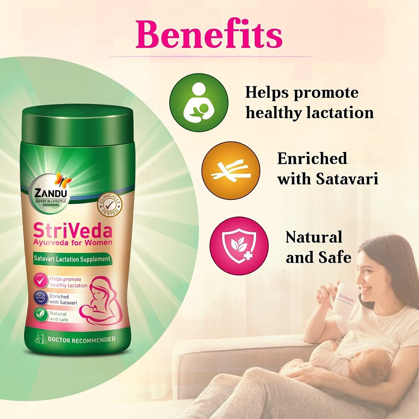 Zandu StriVeda Satavari Lactation Supplement 210g - Boost Breast Milk Production