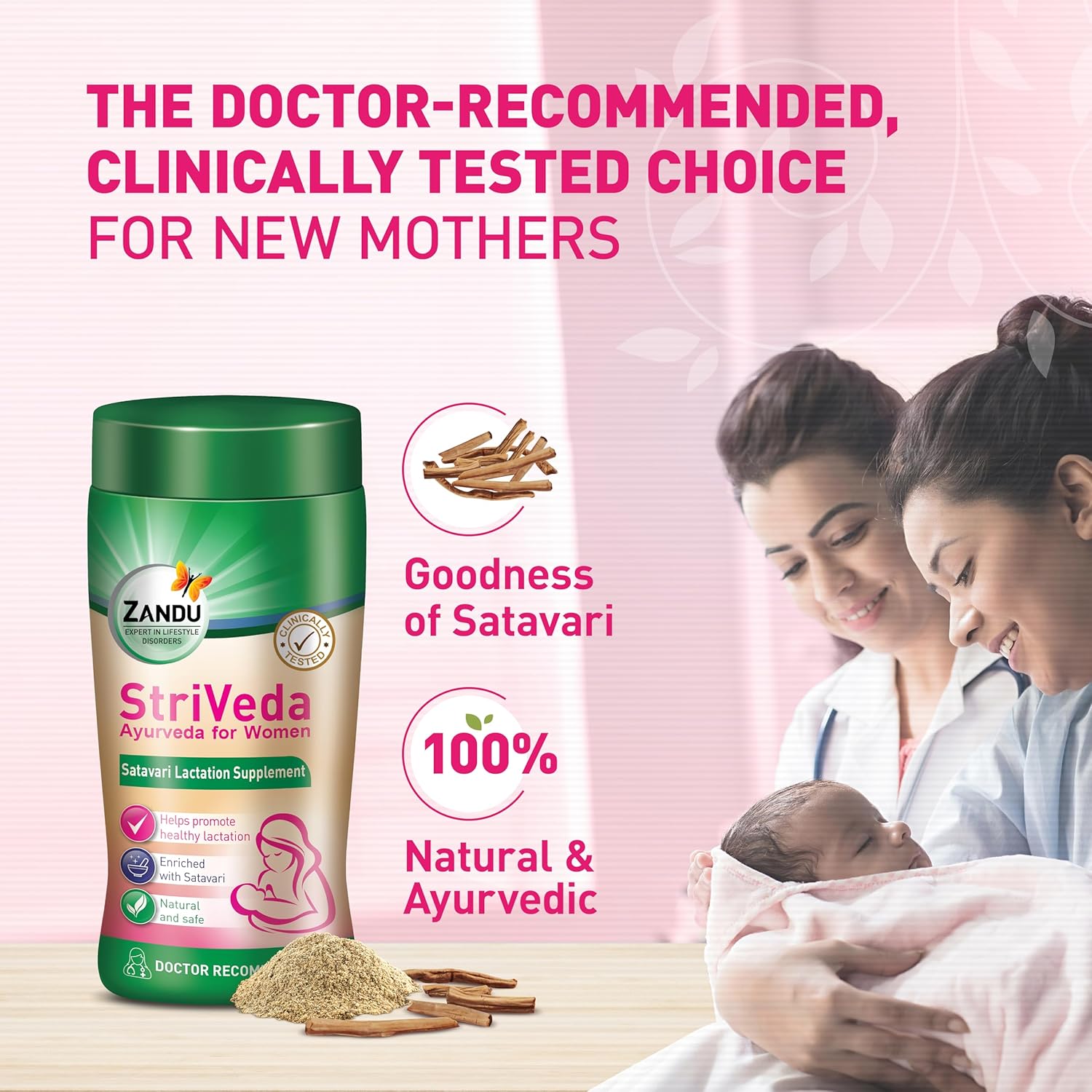 Zandu Striveda Shatavari Lactation Supplement Powder - 210 G, Boost Breast Milk Supply, Doctor Recommended & Natural