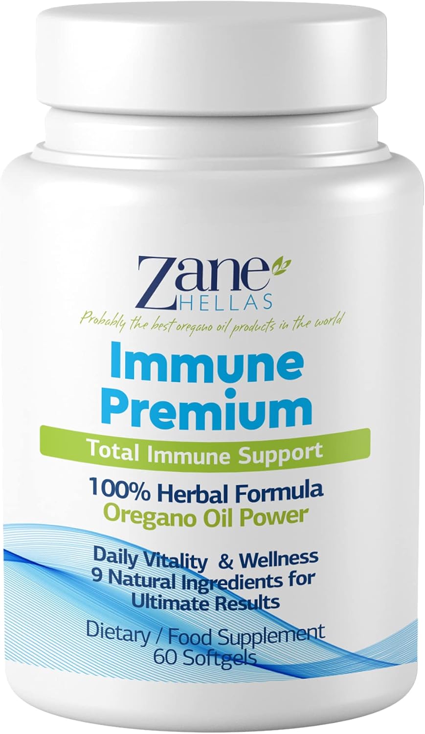 Zane Hellas Immune Premium Softgels - Powerful Antioxidant Support for Wellness - 100% Herbal Solution - 60 Softgels