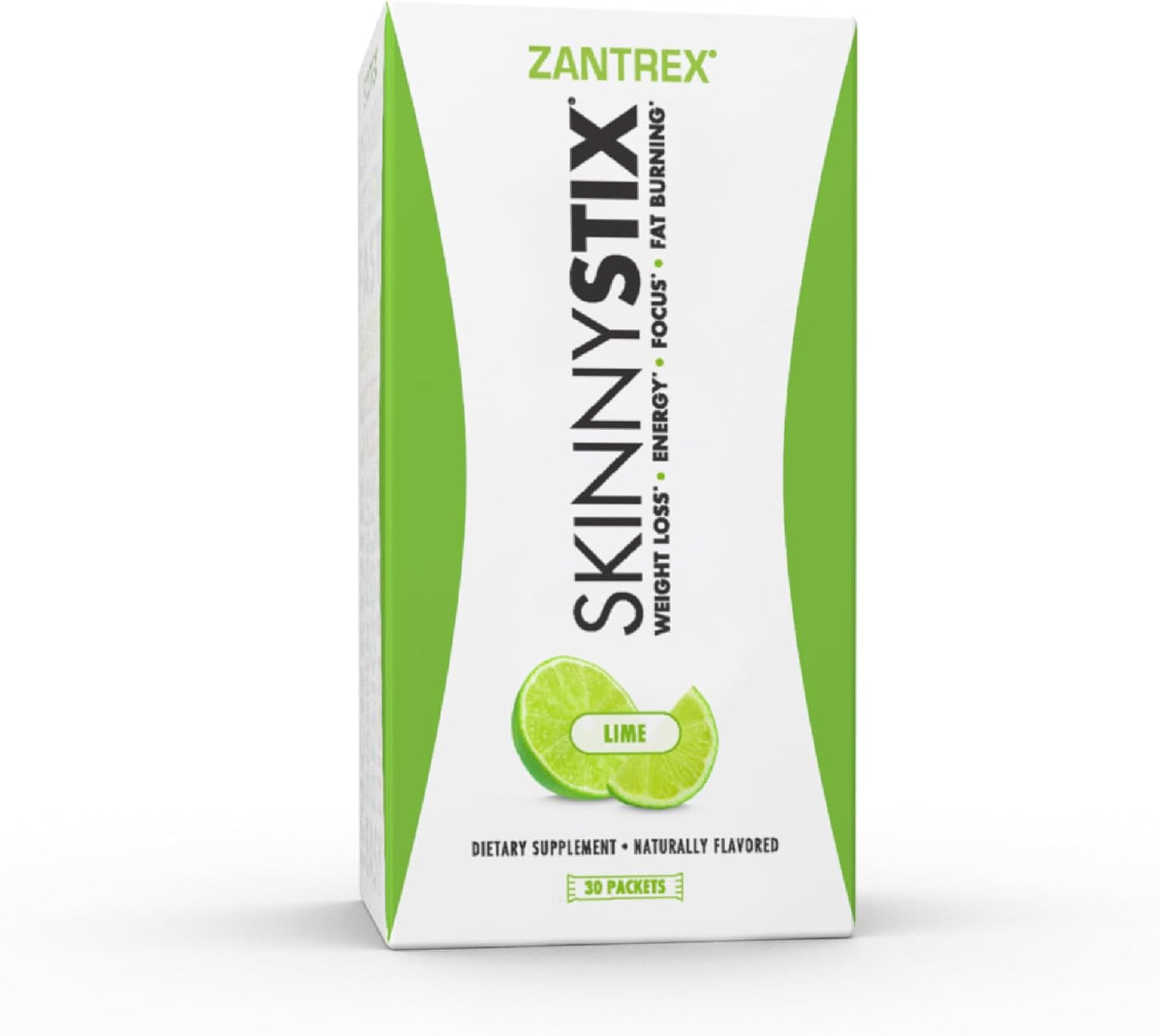 Zantrex SkinnyStix Energy Drink Mix with Antioxidants - 30 Packets, Lime Flavor, Boosts Focus, Fat Burn, Weight Loss, and Energy with Only 10 Calories