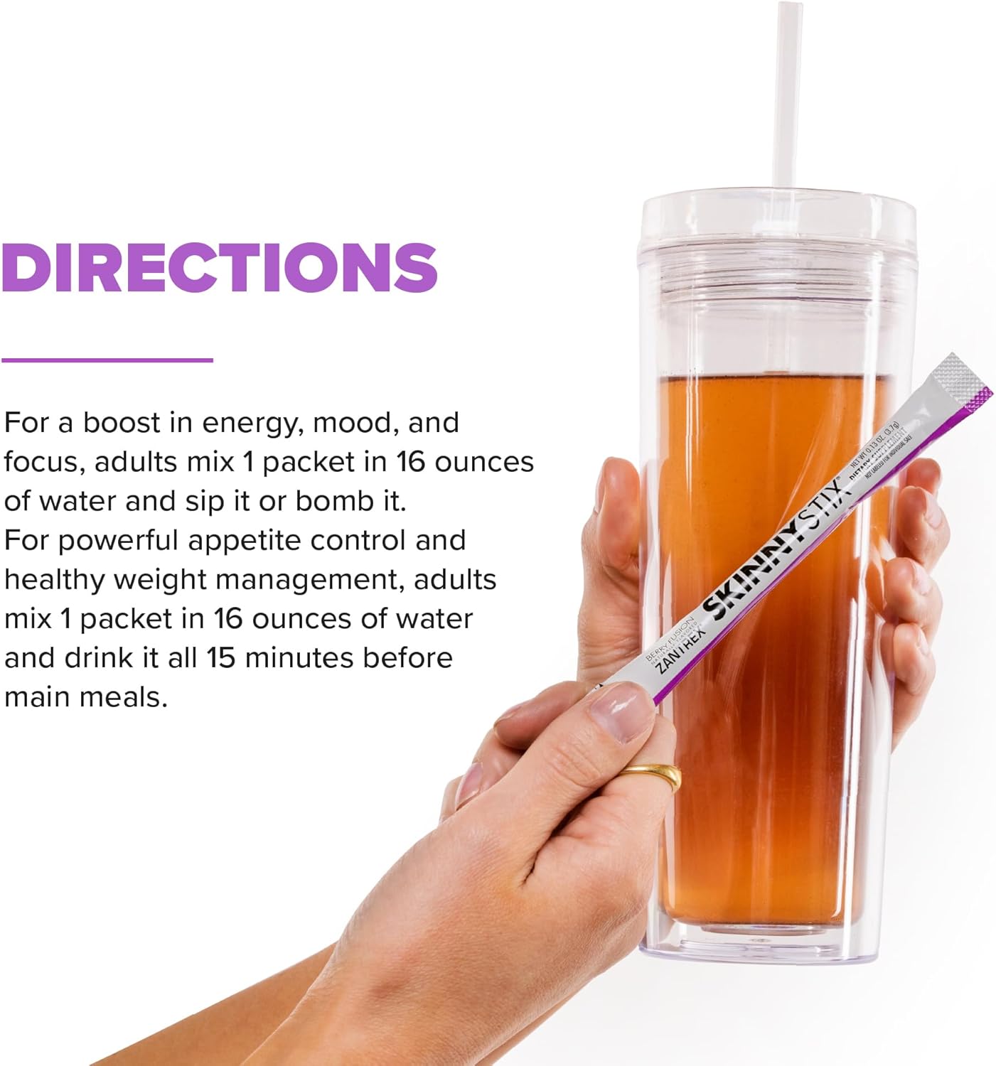 Zantrex SkinnyStix Energy Powder - Weight Loss, Appetite Control, Mood Enhancement - 10 Calories - Yerba Mate & Coffee Bean - 30 Sticks, Berry Flavor
