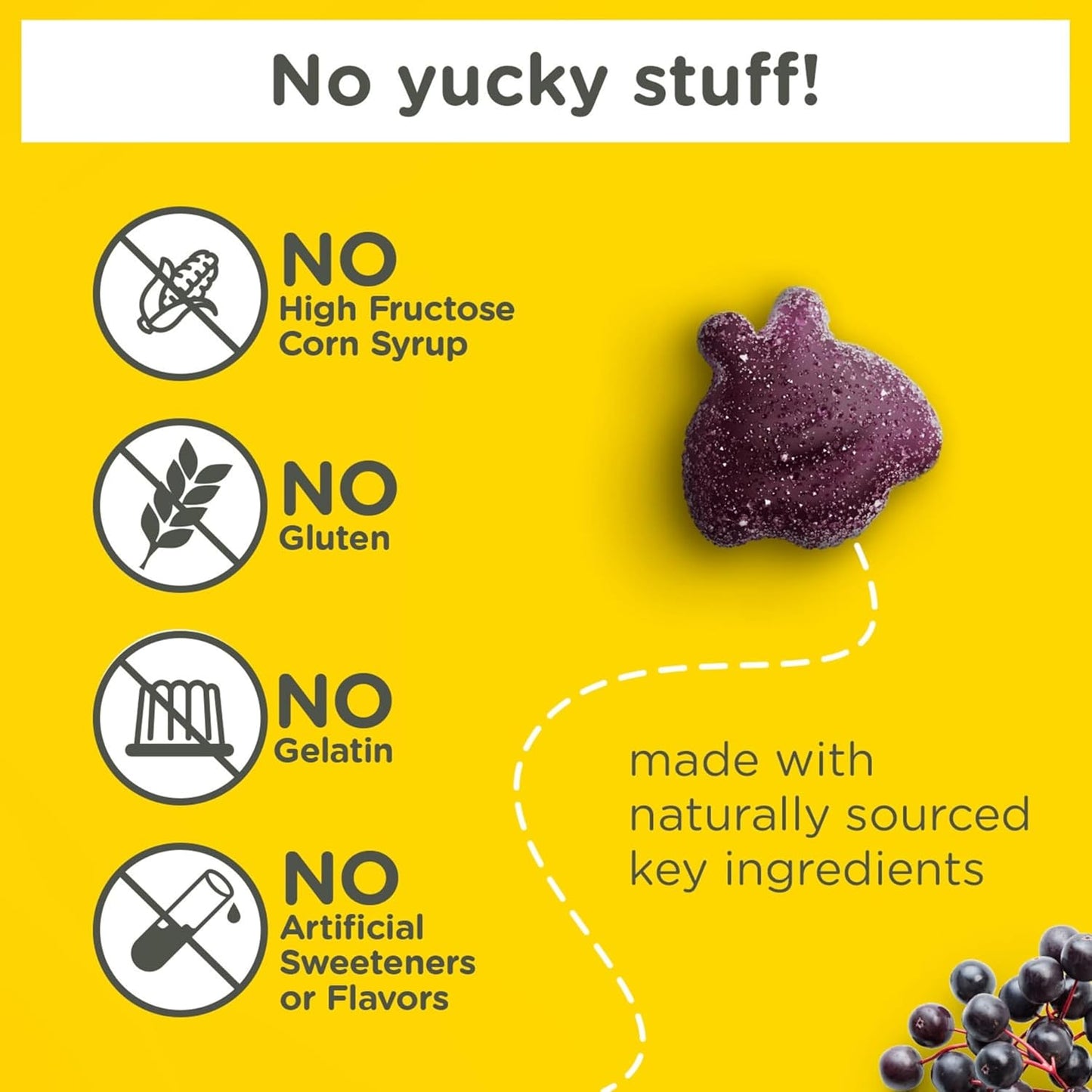 Zarbee's Children's Immune Support Gummies with Elderberry, Vitamins, and Zinc - 42 ct, Gluten-Free, No Artificial Flavors