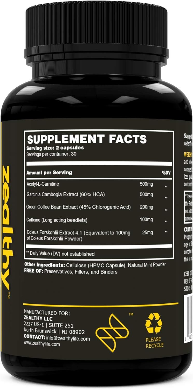 Zealthy Life Green Tea Extract Supplement for Metabolism Support - Promotes Optimal Wellness & Healthy Lifestyle - 60 Capsules