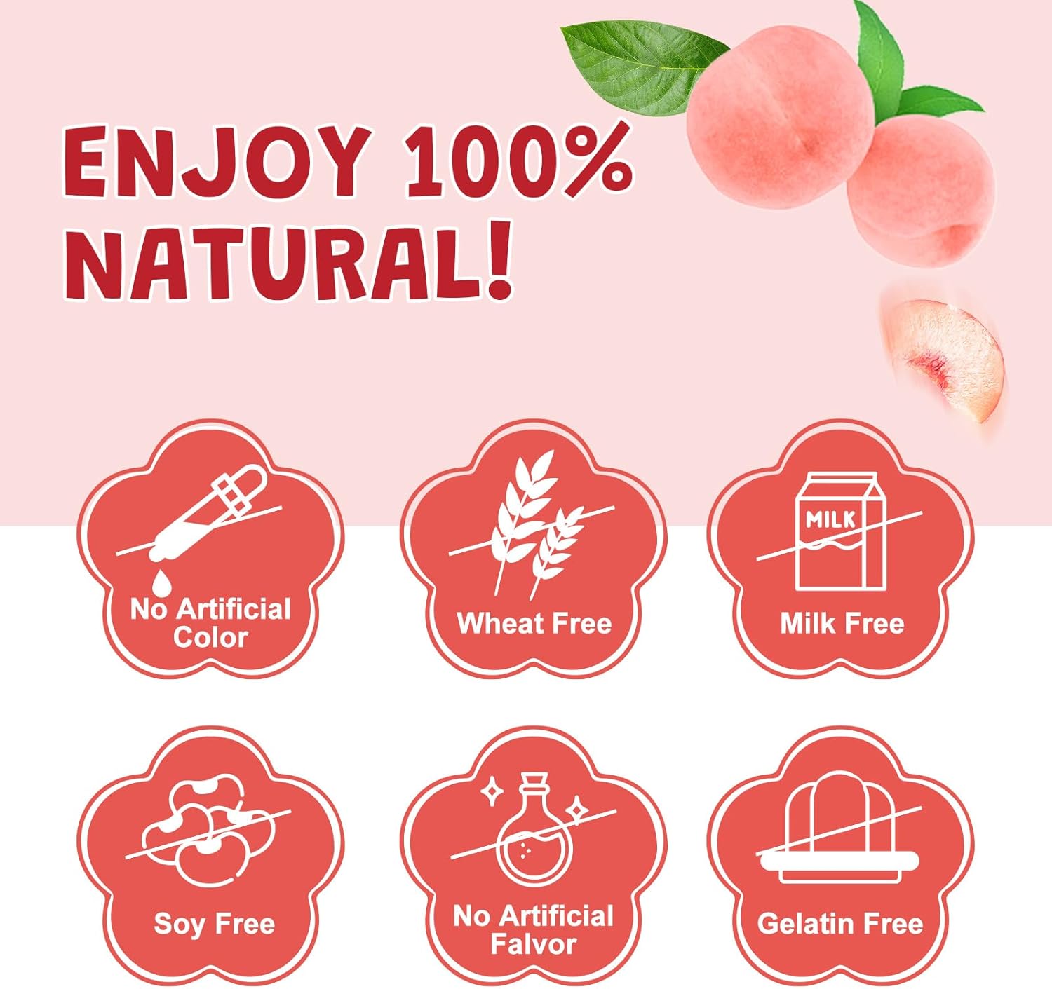 ZEBORA Kids Probiotic Fiber Gummies - 5 Billion CFUs with Prebiotics, Vitamin C, and Zinc - 45 Servings, Natural Peach Flavor