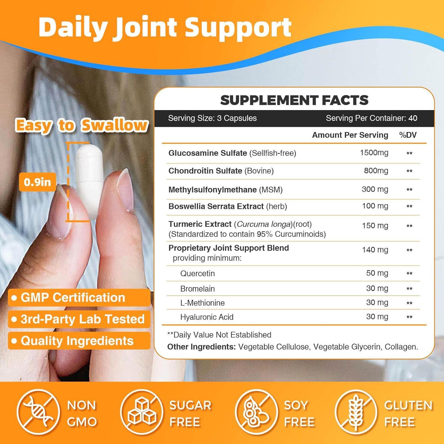 ZEBORA Probiotics for Men Digestive Health + Glucosamine Chondroitin MSM Supports - 50 Billion CFU + 1500mg Glucosamine