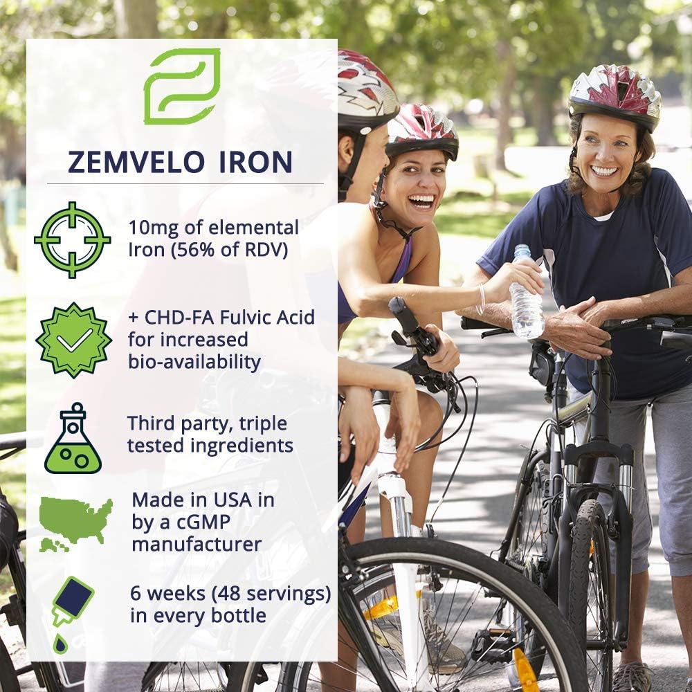 Zemvelo Liquid Ionic Iron Supplement for Iron Deficiency, Hormone & Energy Support, Healthy Muscles - 200 characters