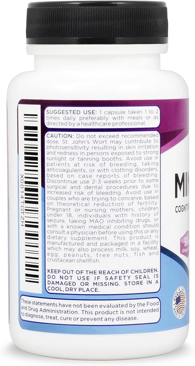 Zenesis Labs Mind SYNC - Natural Brain Support Supplement with Ginkgo Biloba, St John's Wort & L-Glutamine - 60 Capsules