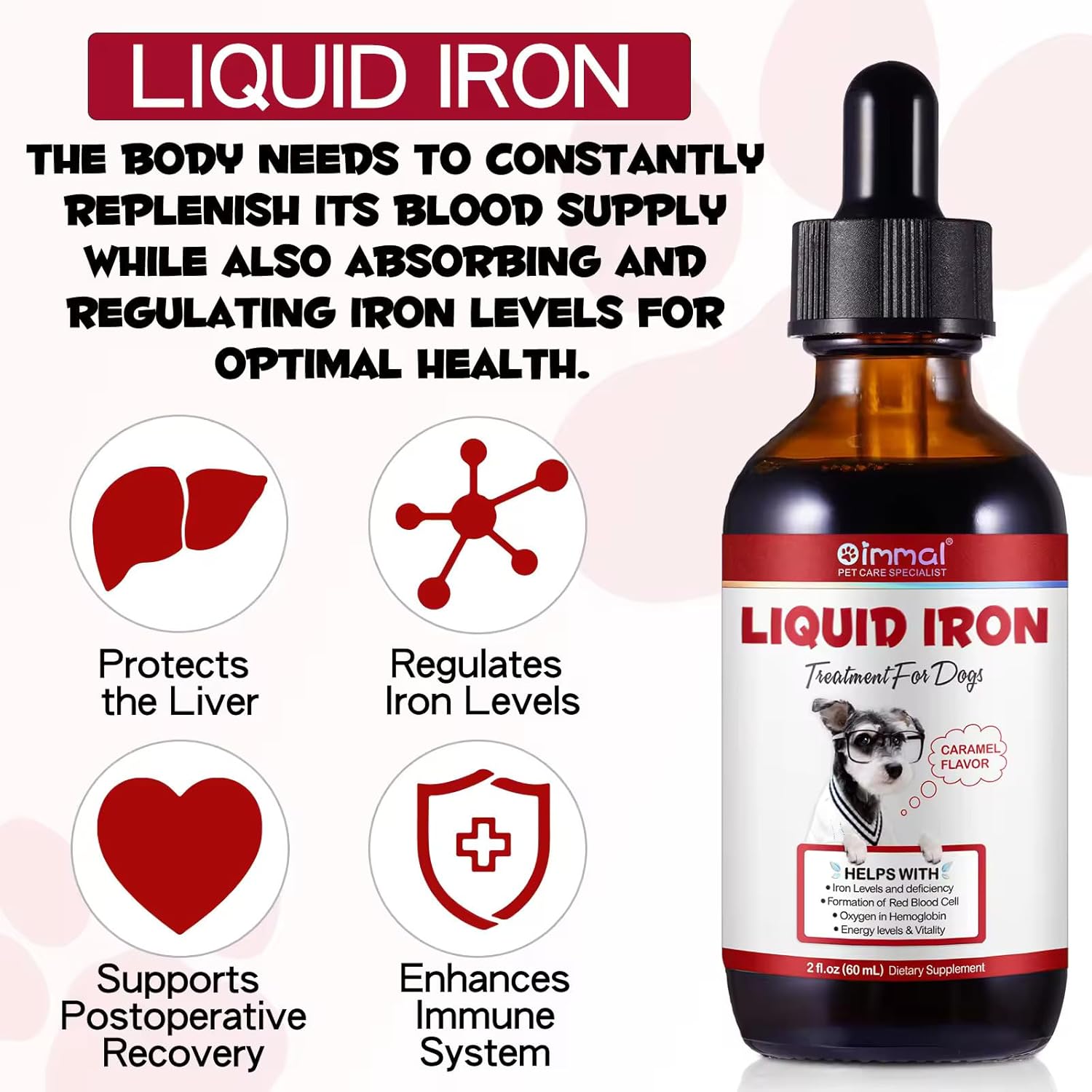 Zenpaws Liquid Iron Supplement for Dogs with Folate and B12 - Supports Anemia Treatment, Boosts Blood Health and Energy Levels - 2 oz