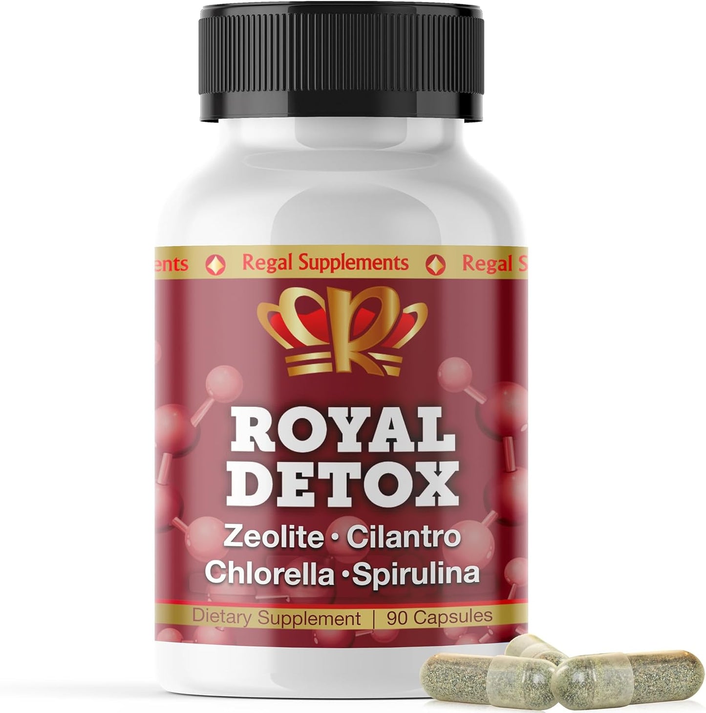 Zeo Health Royal Detox Capsules - Complete Cleanse with Zeolite, Cilantro, Chlorella, Spirulina, Apple Pectin for Full Body, Liver, Colon Detox - Boosts Energy, Mood, Immunity, Gut Health - 90 Caps