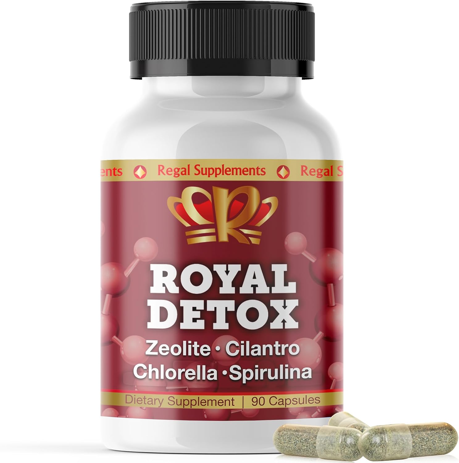 Zeo Health Royal Detox Capsules - Complete Cleanse with Zeolite, Cilantro, Chlorella, Spirulina, Apple Pectin for Full Body, Liver, Colon Detox - Boosts Energy, Mood, Immunity, Gut Health - 90 Caps
