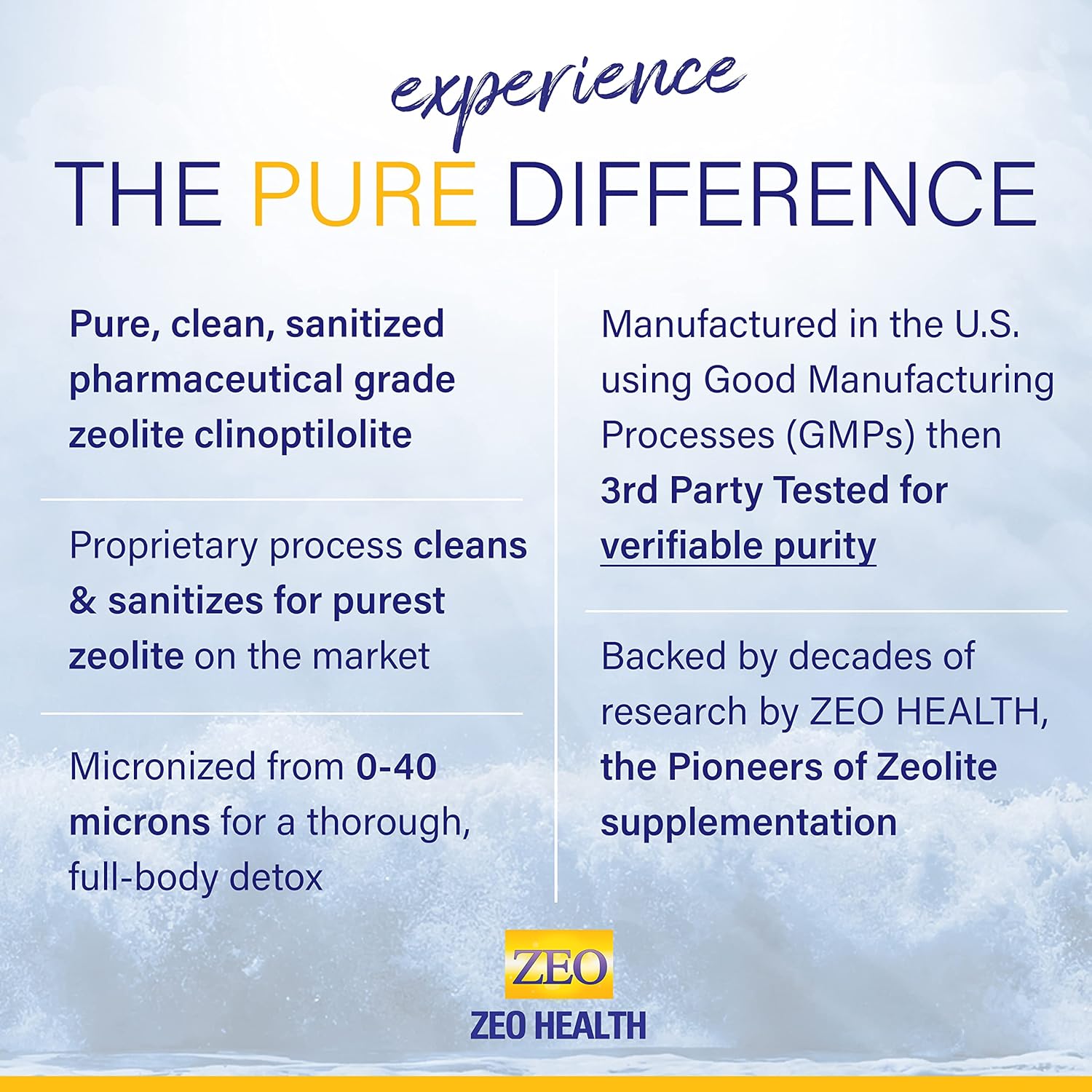 Zeo Health Zeolite Pure Powder - Full Body Detox Cleanse for Adults, Supports Energy, Gut Health, Mental Clarity, and Inflammation Response - 400 Servings