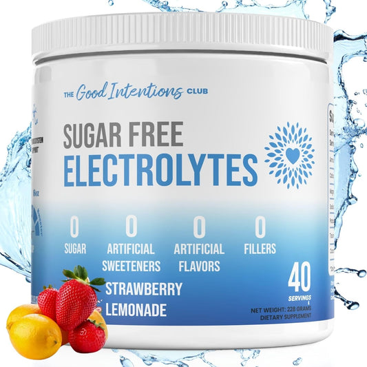 Zero Artificial Ingredients Strawberry Lemonade Electrolytes Powder - 40 Servings by The Good Intentions Club