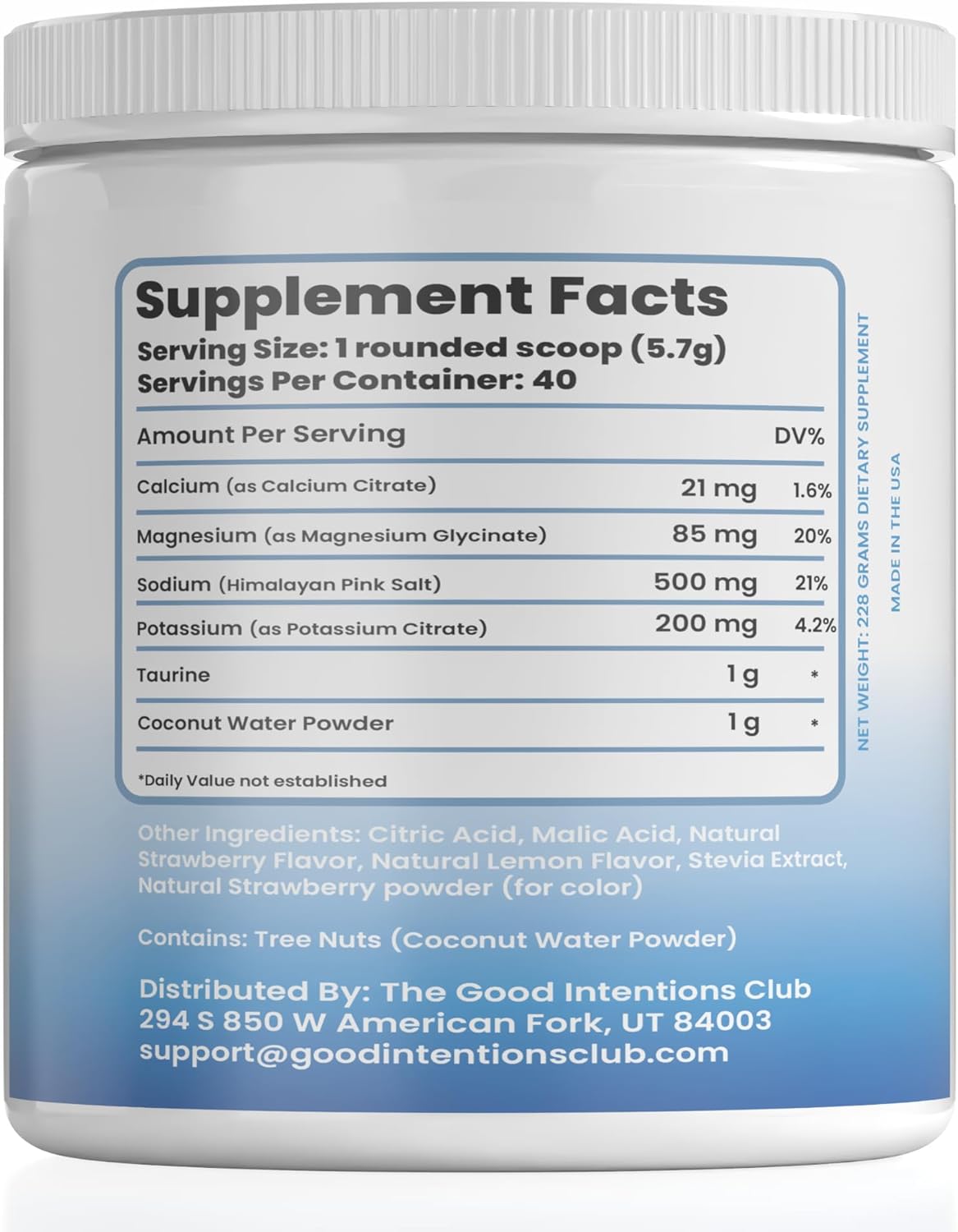 Zero Artificial Ingredients Strawberry Lemonade Electrolytes Powder - 40 Servings by The Good Intentions Club