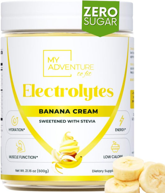 Zero Sugar Banana Cream Electrolyte Powder - Natural Caffeine-Free Energy Drink Mix for Hydration - Vegan Keto & Paleo-Friendly - 150 Servings