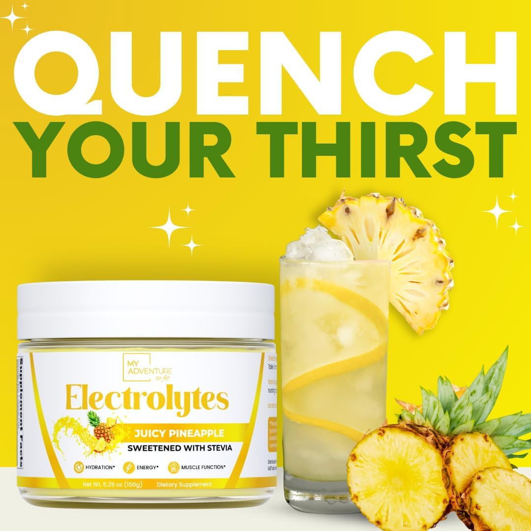 Zero Sugar Pineapple Electrolyte Powder - Natural Caffeine-Free Energy Drink Mix - Vegan, Keto, Paleo - Hydration Drink with All-Natural Ingredients - 37 Servings