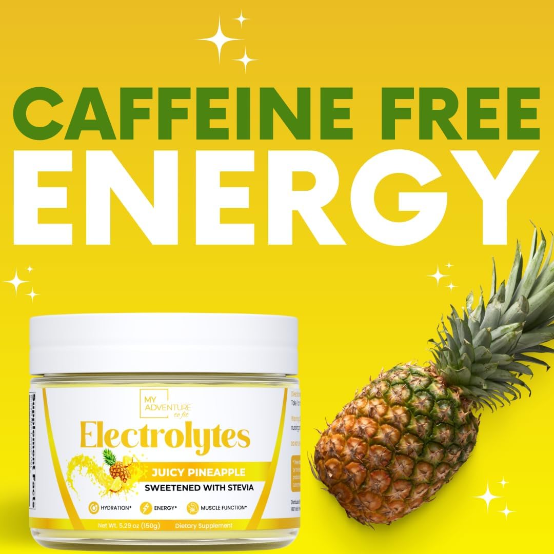 Zero Sugar Pineapple Electrolyte Powder - Natural Caffeine-Free Energy Drink Mix - Vegan, Keto, Paleo - Hydration Drink with All-Natural Ingredients - 37 Servings