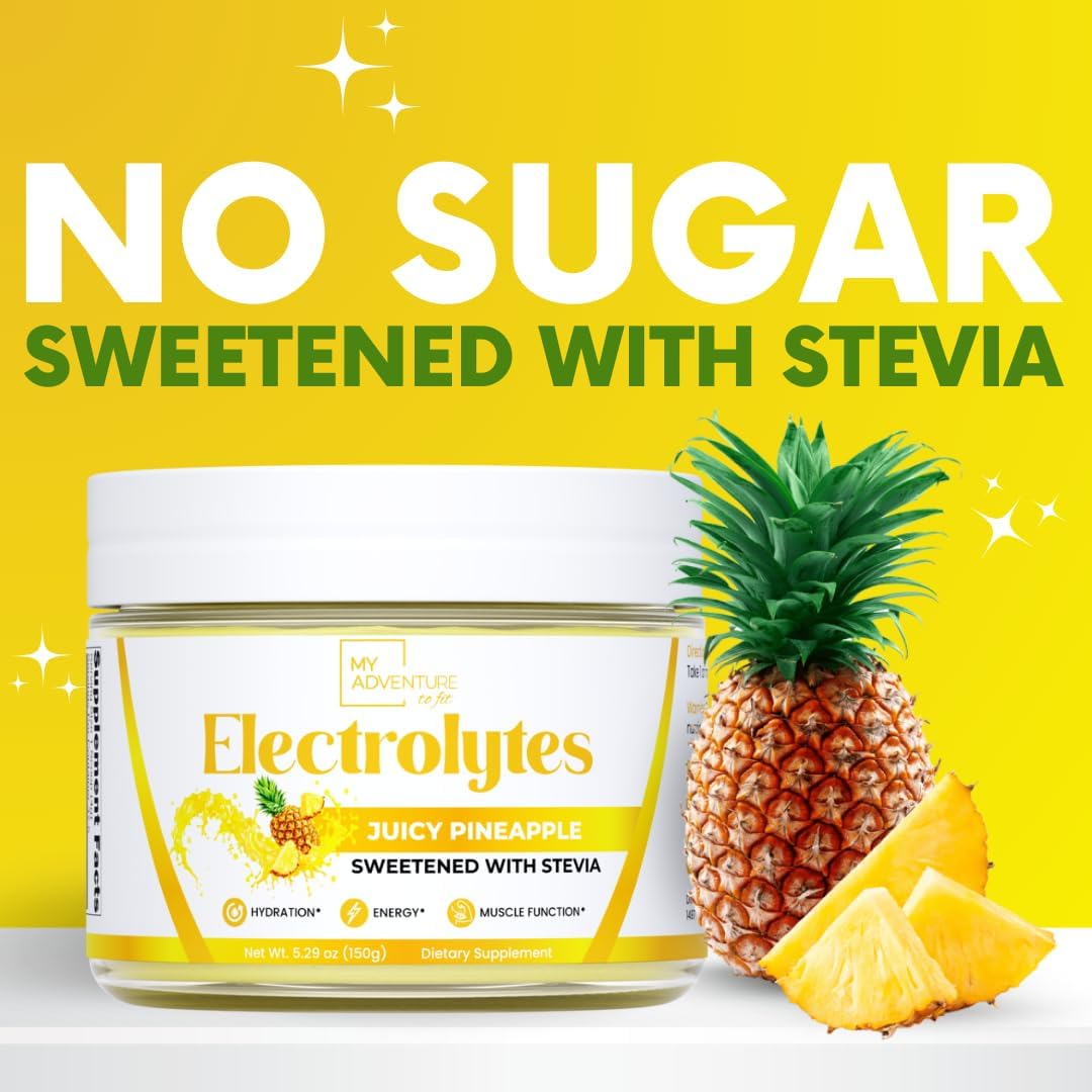 Zero Sugar Pineapple Electrolyte Powder - Natural Caffeine-Free Energy Drink Mix - Vegan, Keto, Paleo - Hydration Drink with All-Natural Ingredients - 37 Servings