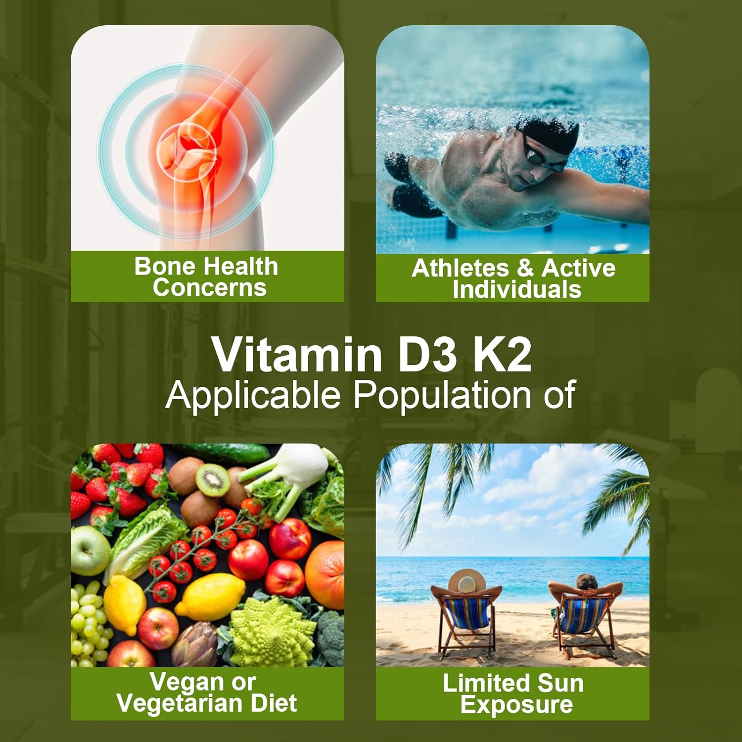 Zetelixia Adult Vitamin D3 K2 Gummies - 5000 IU D3, 120mcg K2 (MK7), Sugar-Free with B6, C, Zinc - 60 Count for Bone, Teeth, Muscle & Immunity Support