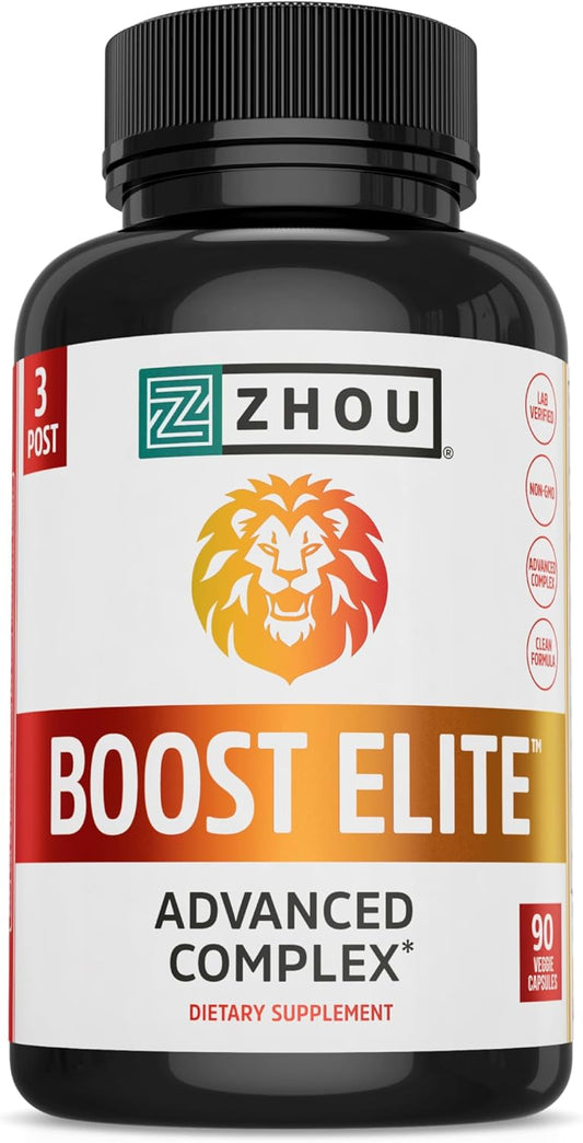 Zhou Boost Elite: Stamina & Energy Support Formula, 30 Servings, 90 Veggie Capsules