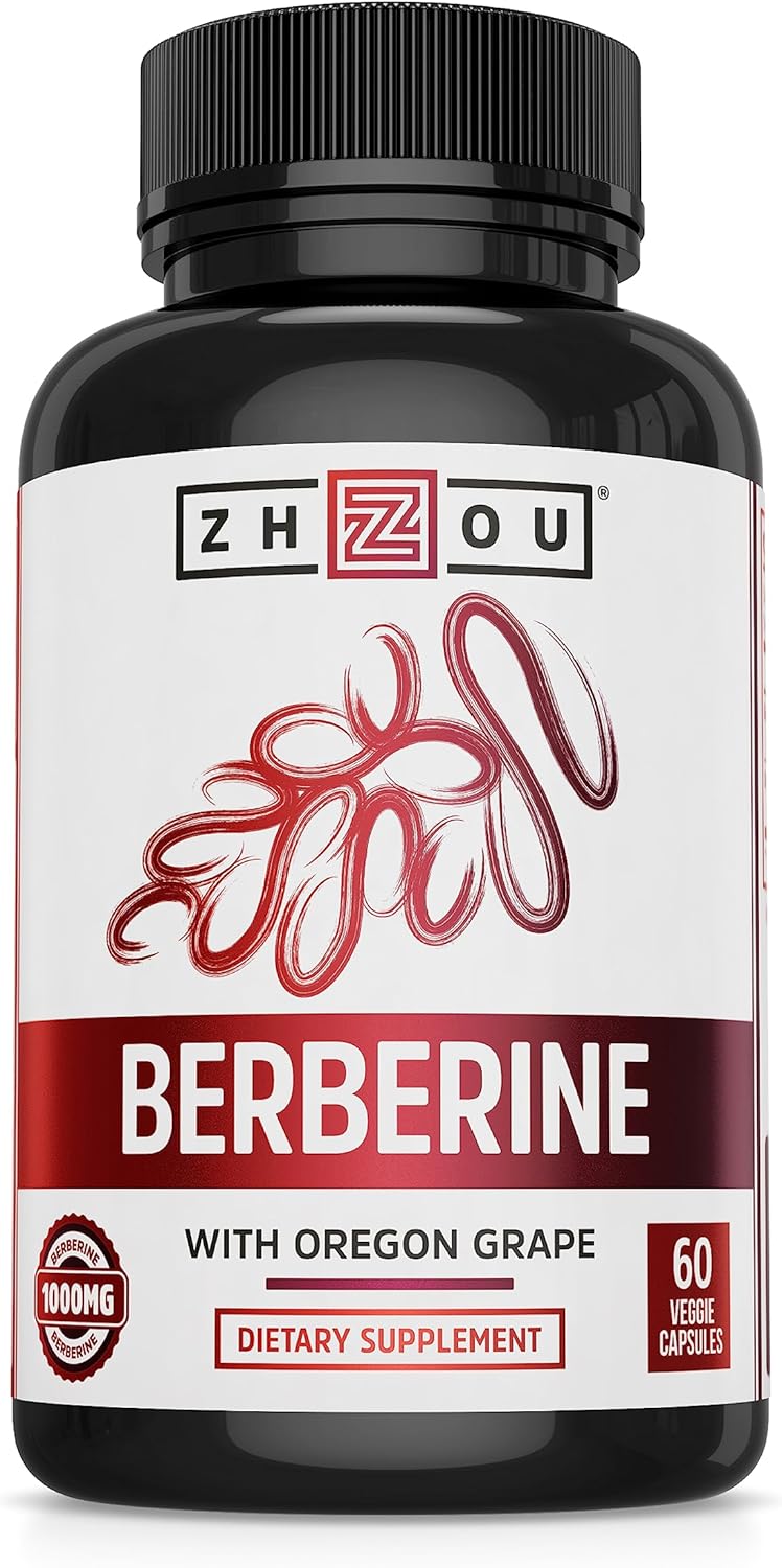 Zhou Nutrition Berberine Supplement 1000mg with Oregon Grape - Vegan & Gluten-Free - 30 Servings