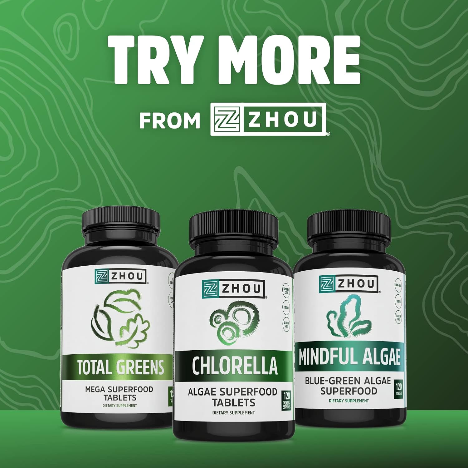 Zhou Nutrition Chlorophyll Tablets - Superfood Herbal Supplement, Gluten-Free, 90 Tablets