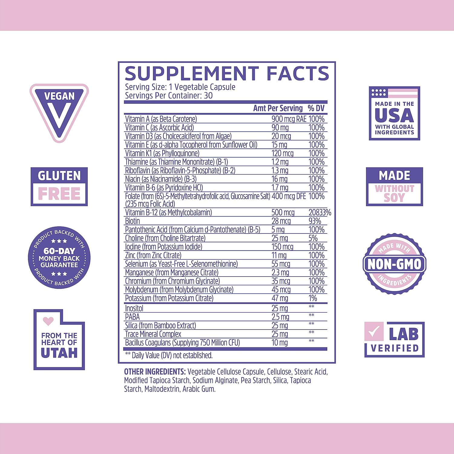 Zhou Nutrition Daily Boost Multivitamin with Probiotic, Zinc, Vitamin C, D3, B Complex for Immune Support and Energy - Vegan, Gluten Free, Soy Free - 30 Servings