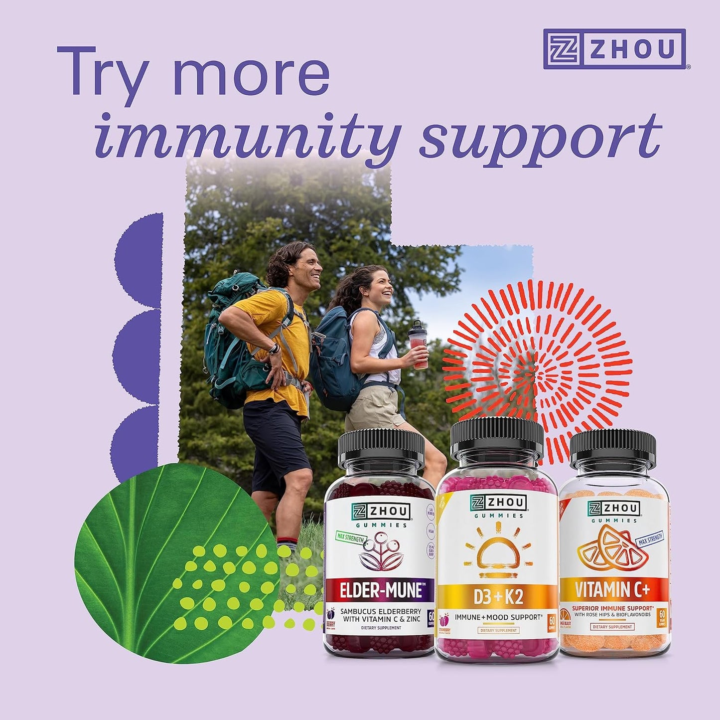 Zhou Nutrition Daily Boost Multivitamin with Probiotic, Zinc, Vitamin C, D3, B Complex for Immune Support and Energy - Vegan, Gluten Free, Soy Free - 30 Servings
