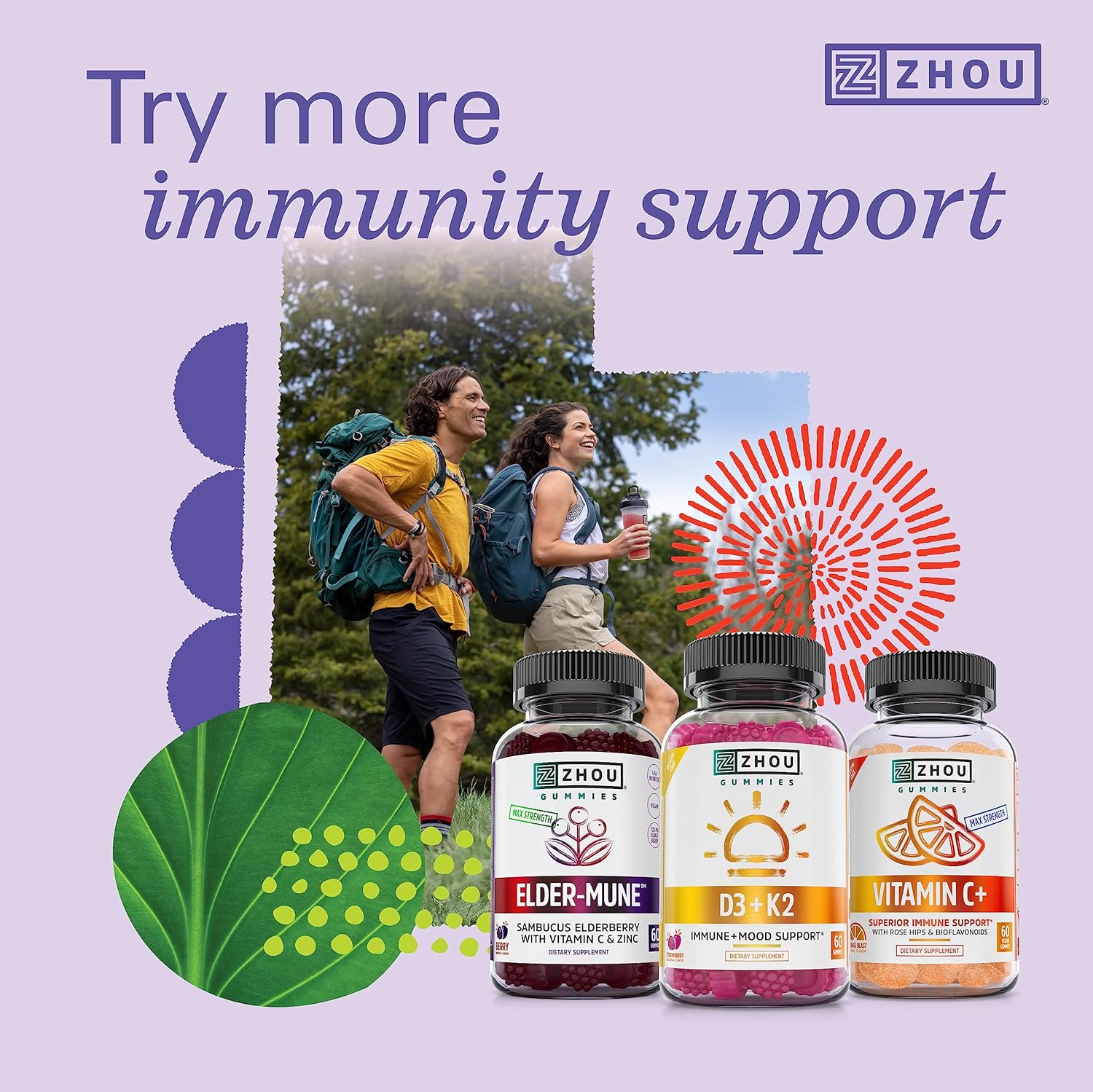 Zhou Nutrition Daily Boost Multivitamin with Probiotic, Zinc, Vitamin C, D3, B Complex for Immune Support and Energy - Vegan, Gluten Free, Soy Free - 30 Servings