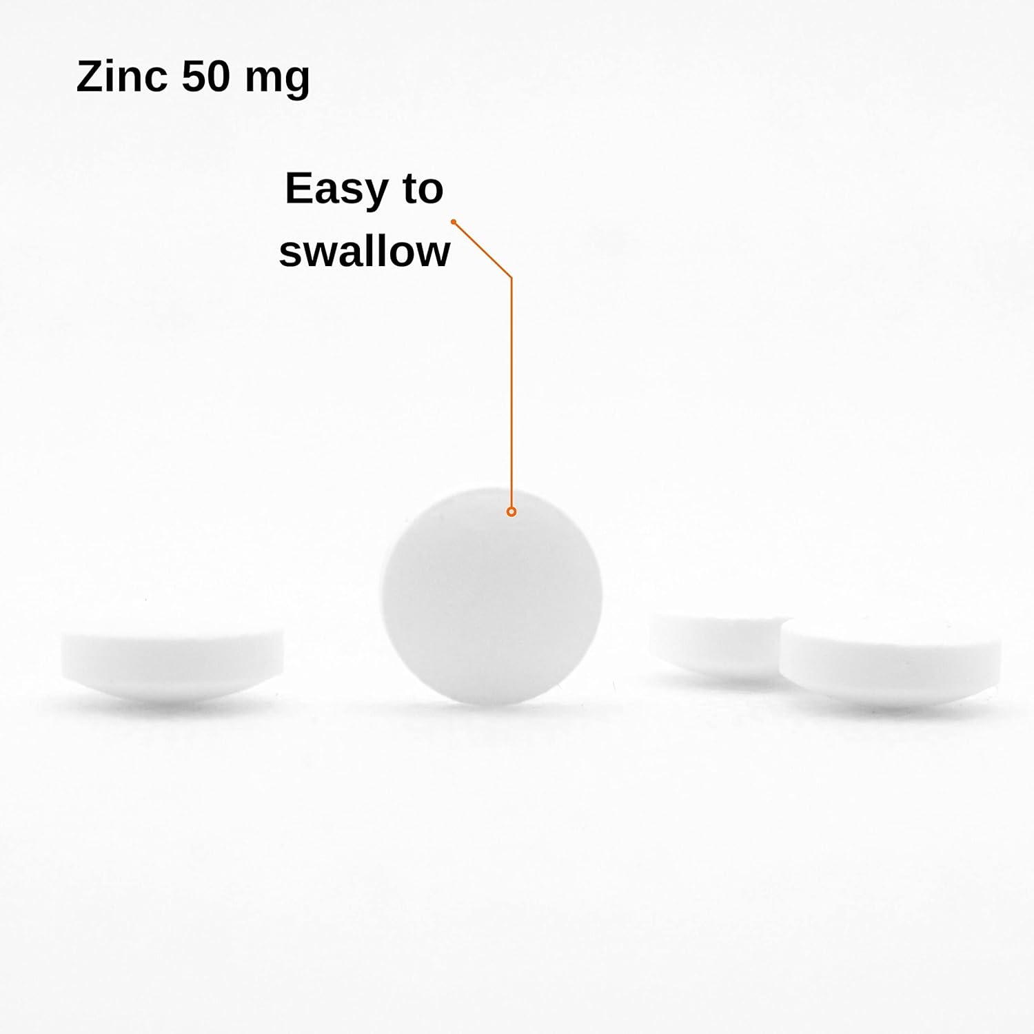 Zinc 50mg Immune Support Supplement, Chelated Gluconate Mineral Antioxidant for Men and Women, Acne Treatment, 60 Tablets, Easy to Swallow