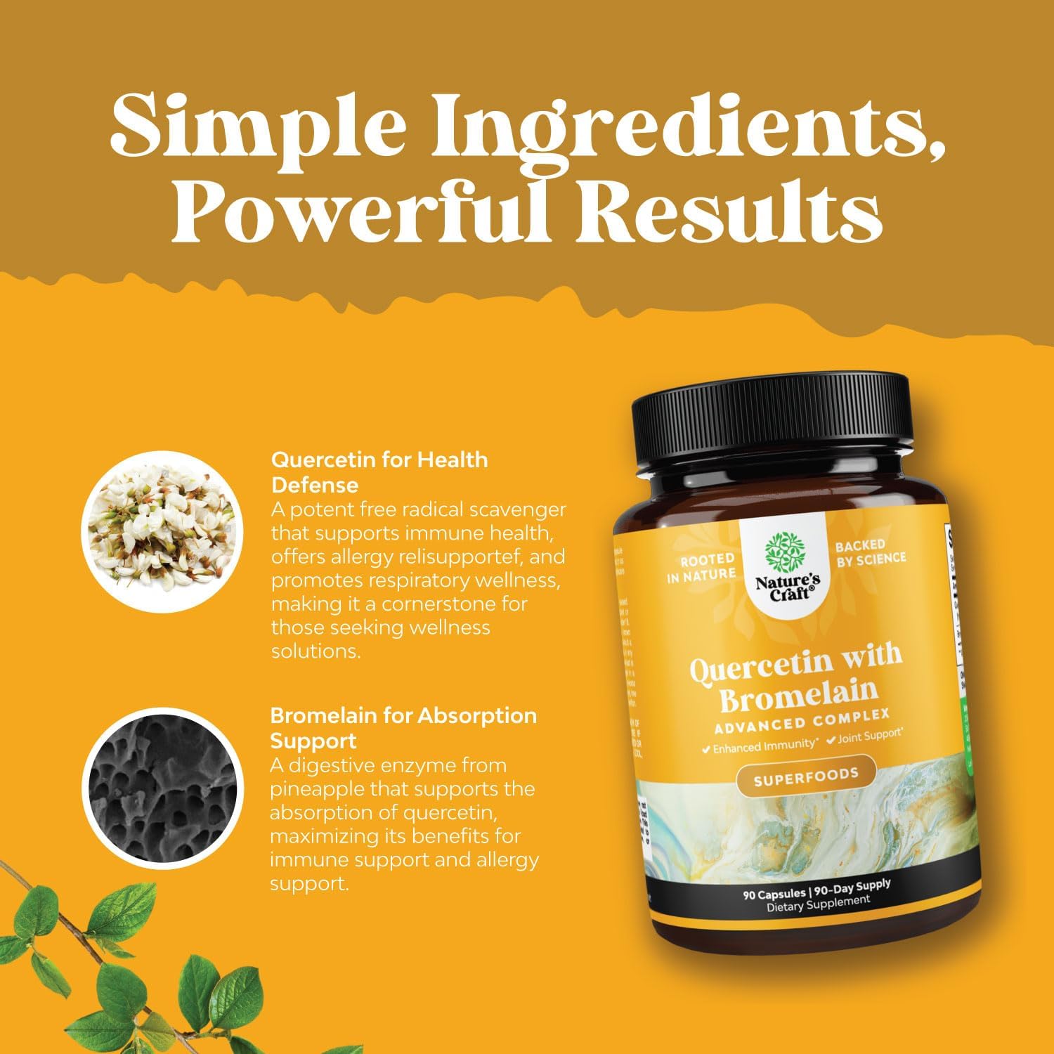 Zinc and Quercetin Bundle for Immune Support and Joint Health - Enhances Skin, Nail, Brain, and Lung Function - Boosts Immunity and Focus