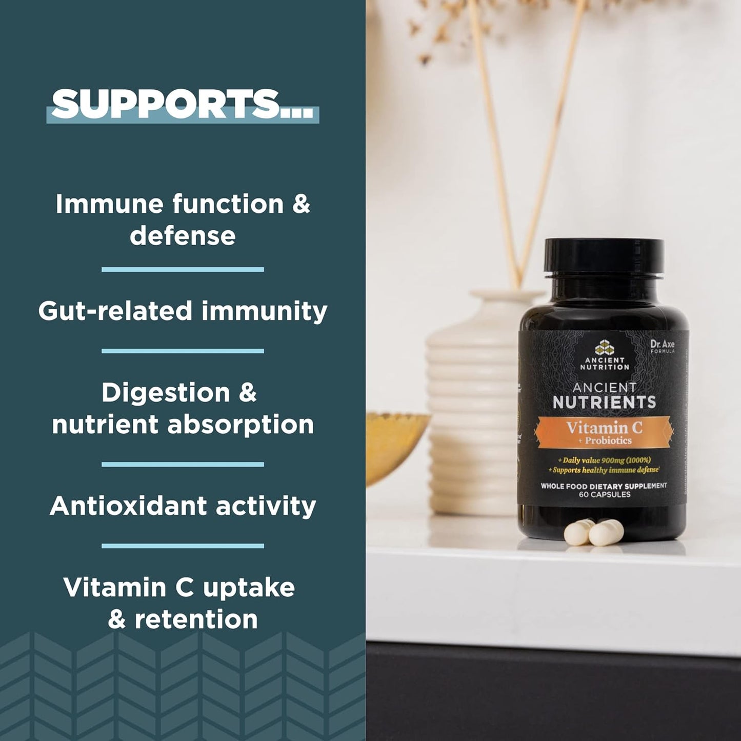 Zinc and Vitamin C Supplement Combo Pack - 30 Count Zinc + 60 Count Vitamin C - Ancient Nutrition