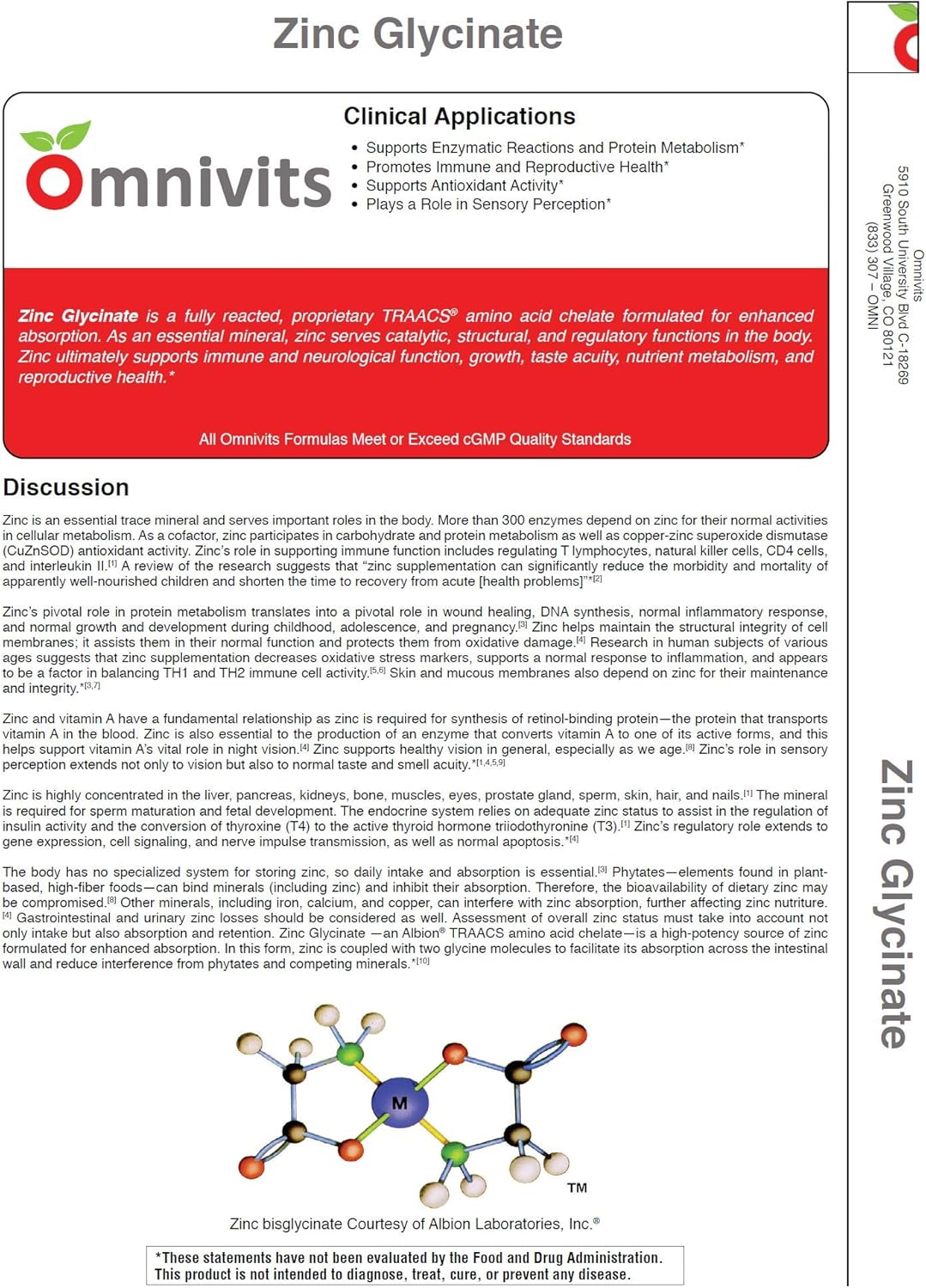 Zinc Bisglycinate Chelate 20mg Capsules for Immune Support and Antioxidant Boost - 120 Vegetarian Capsules by Omnivits