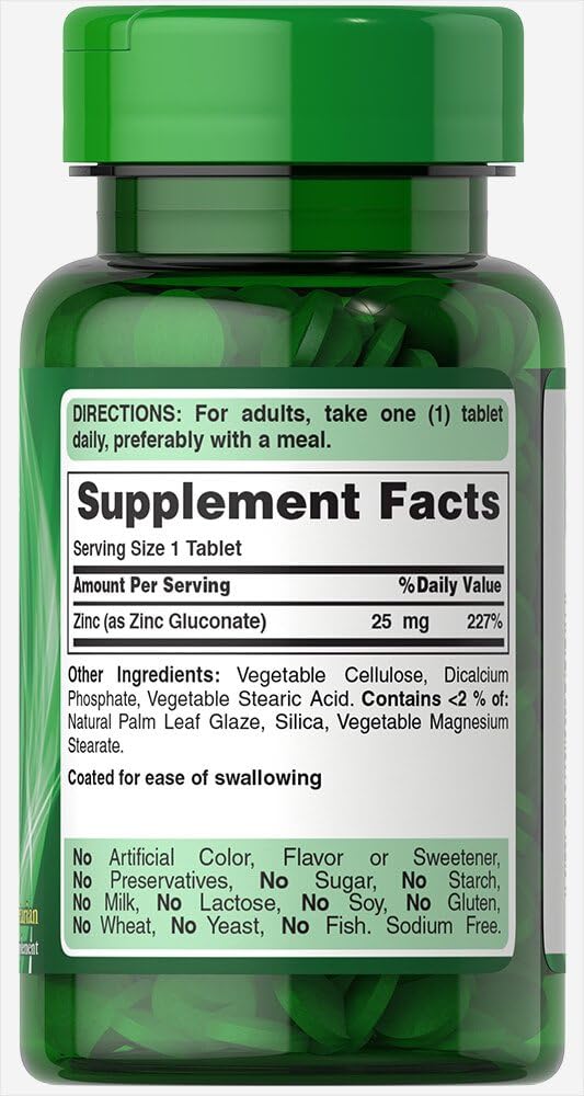 Zinc Chelate 25 mg 100 Tablets by Puritan's Pride - High Quality Supplement for Immune Support and Overall Health