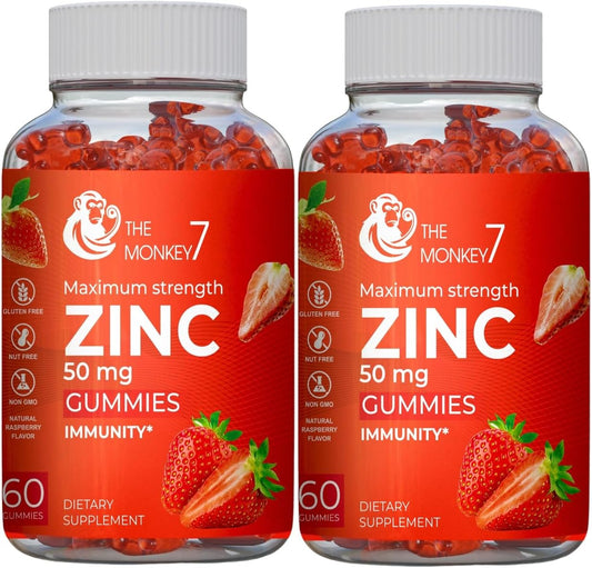 Zinc Citrate Gummies 50mg - Maximum Strength Immune Support for Women - Gluten Free Vegan Zinc Gummy Bears - 2 Pack