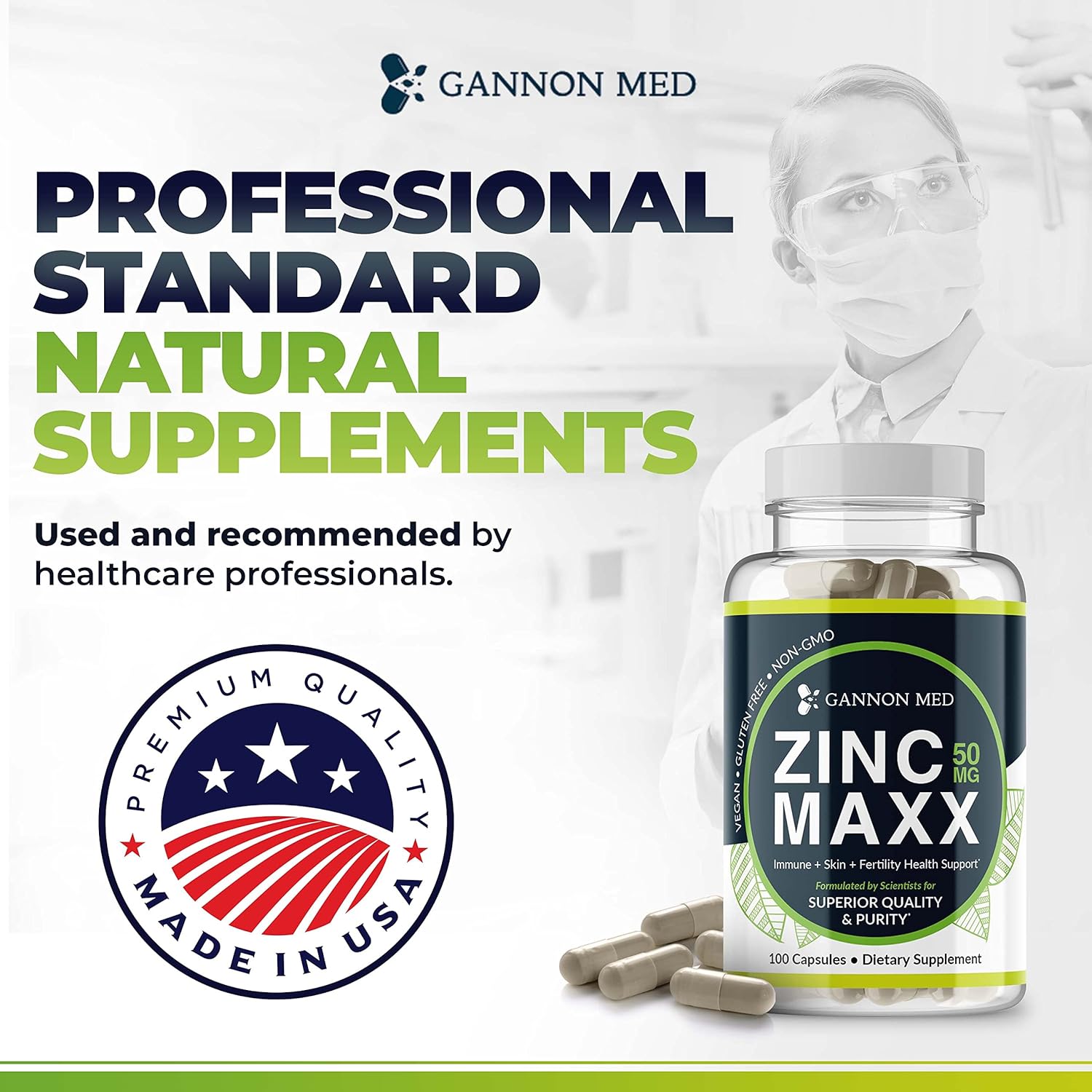 Zinc Maxx Capsules - Immune Booster for Reproductive Health and Skin Care - 100 Count, 3+ Month Supply