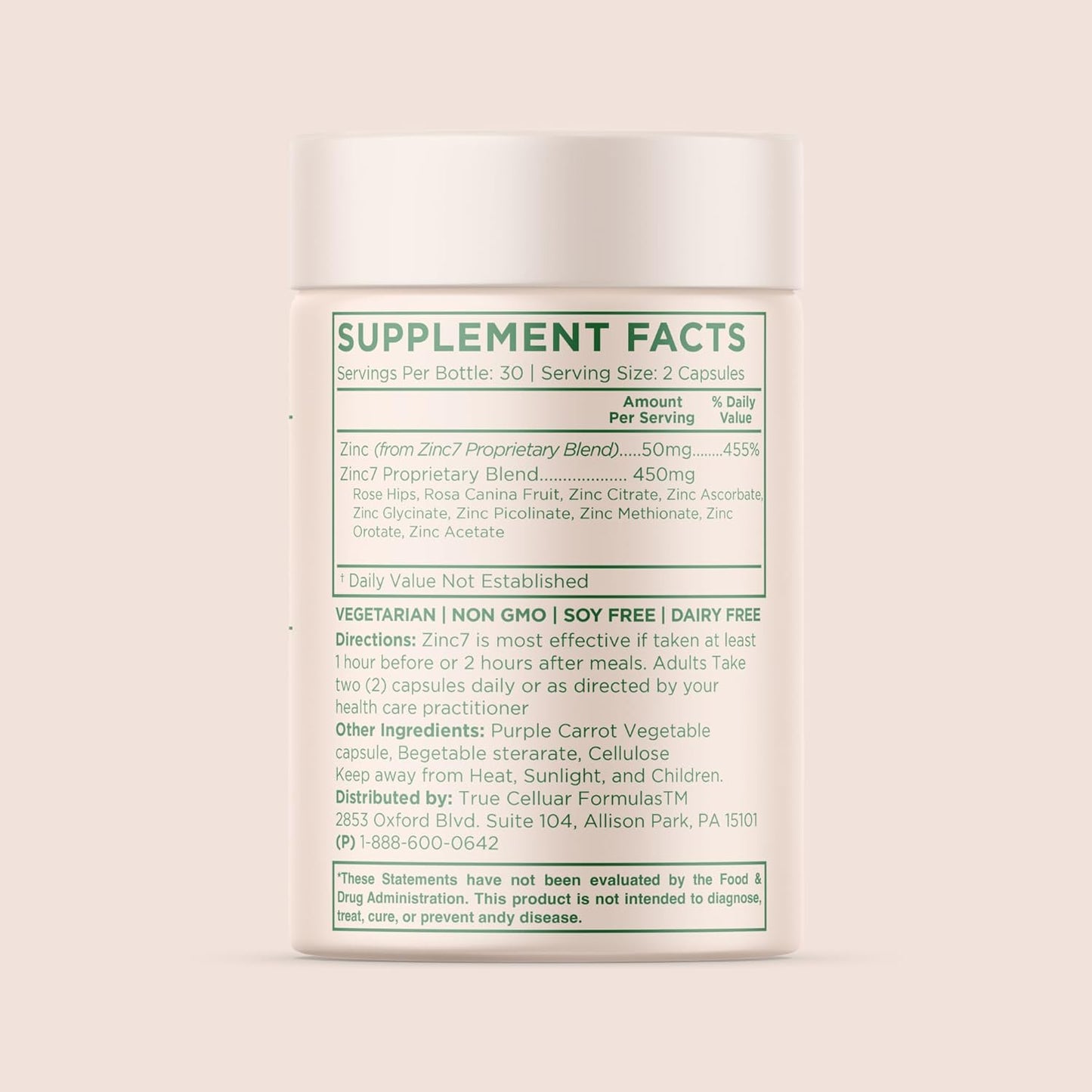 Zinc7 Advanced Daily Supplement for Immune System Boost, Sleep, Metabolism, Dental Health & Hormone Balance - 60 Capsules, 50mg Zinc