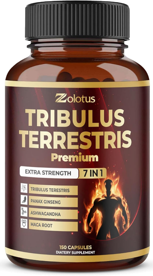 Zolotus Tribulus Terrestris Supplement with Ashwagandha & Ginseng - 5 Month Supply for Men & Women - 150 Count