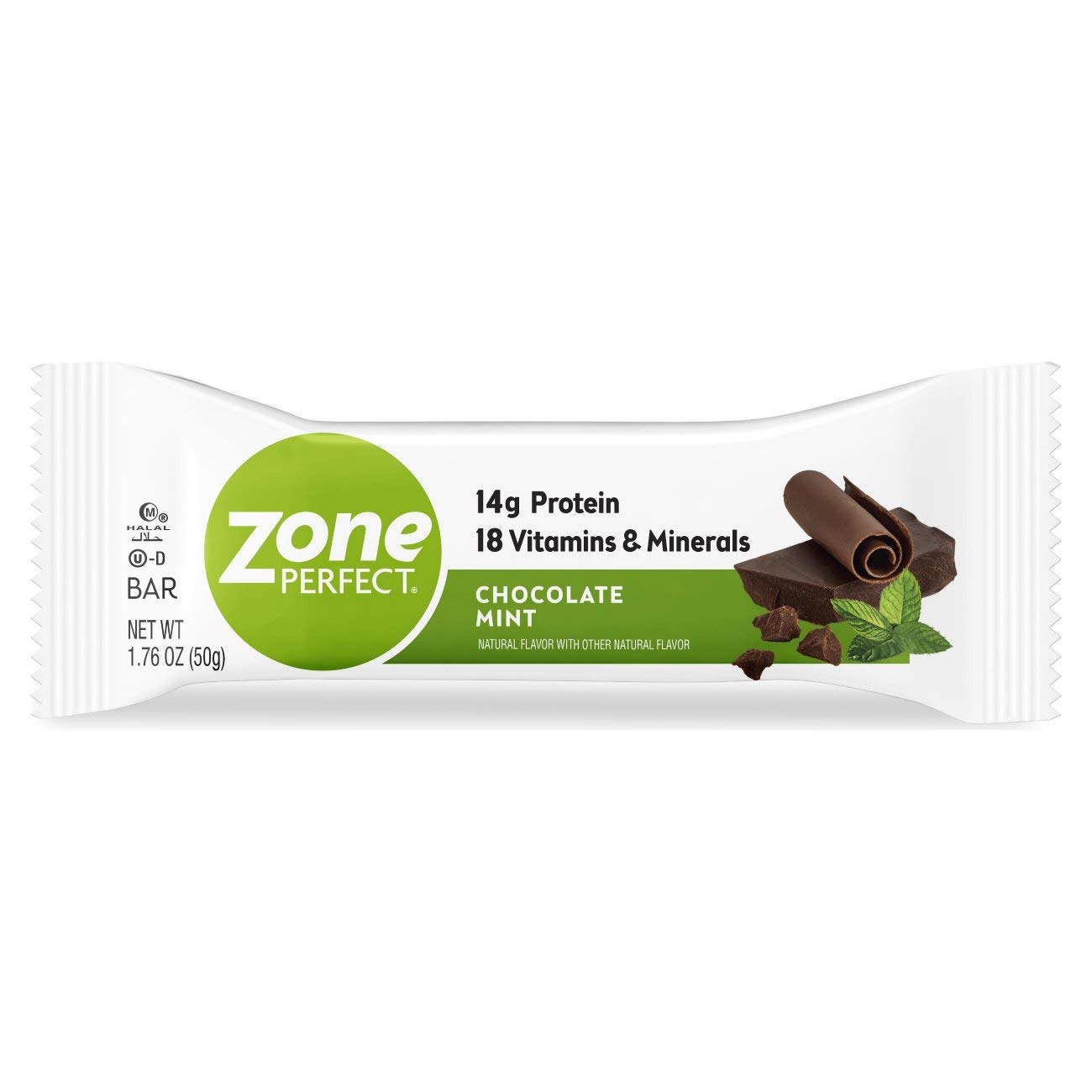 ZonePerfect Protein Bars, Chocolate Mint Flavor, 12 Bars, 14g Protein, 18 Vitamins & Minerals - Nutritious Snack Bar