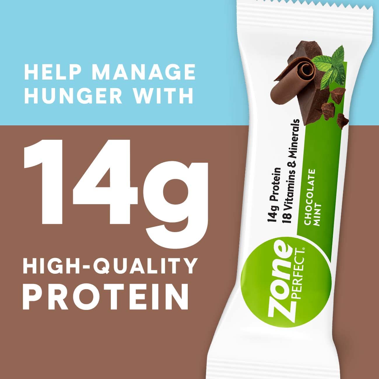 ZonePerfect Protein Bars, Chocolate Mint Flavor, 12 Bars, 14g Protein, 18 Vitamins & Minerals - Nutritious Snack Bar