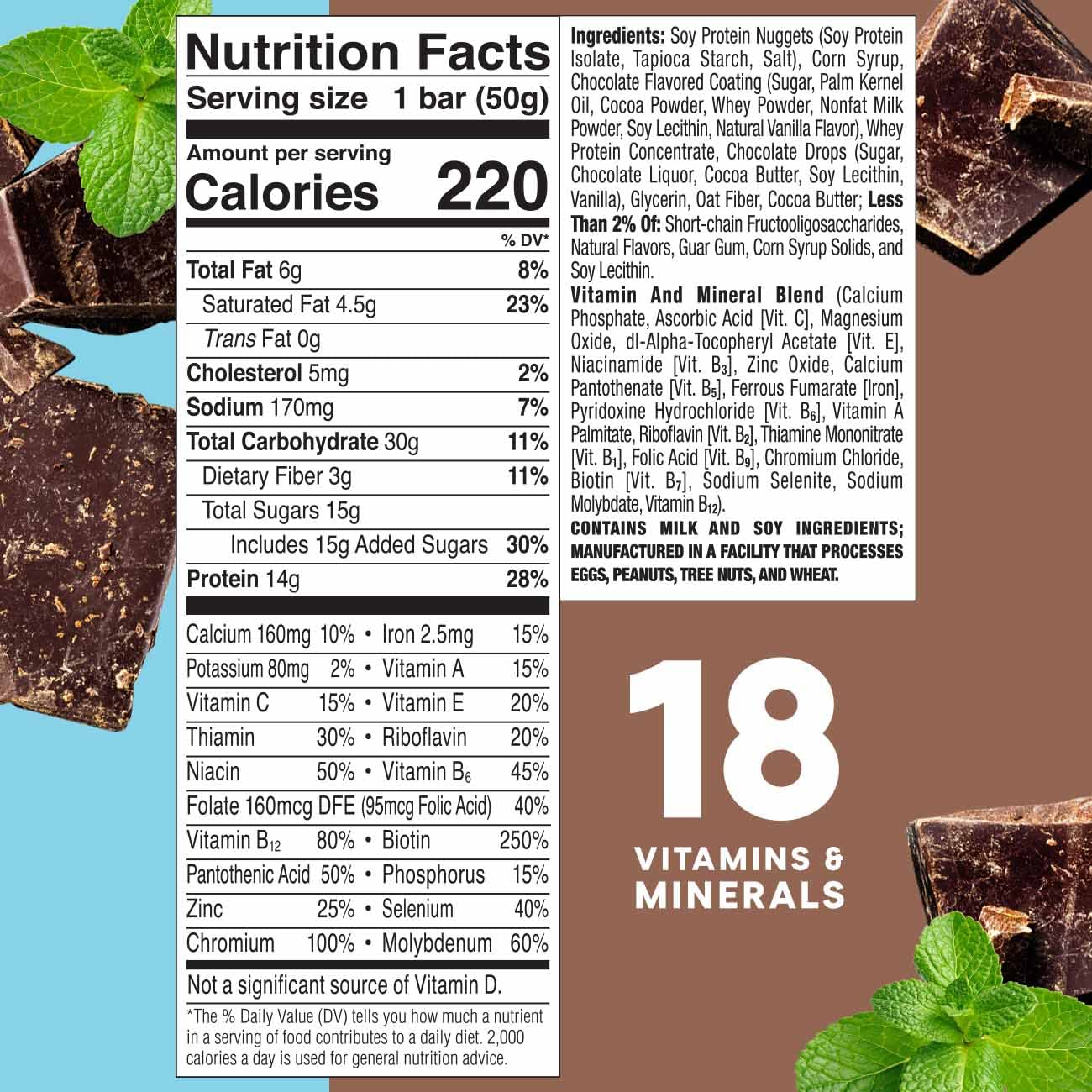 ZonePerfect Protein Bars, Chocolate Mint Flavor, 12 Bars, 14g Protein, 18 Vitamins & Minerals - Nutritious Snack Bar