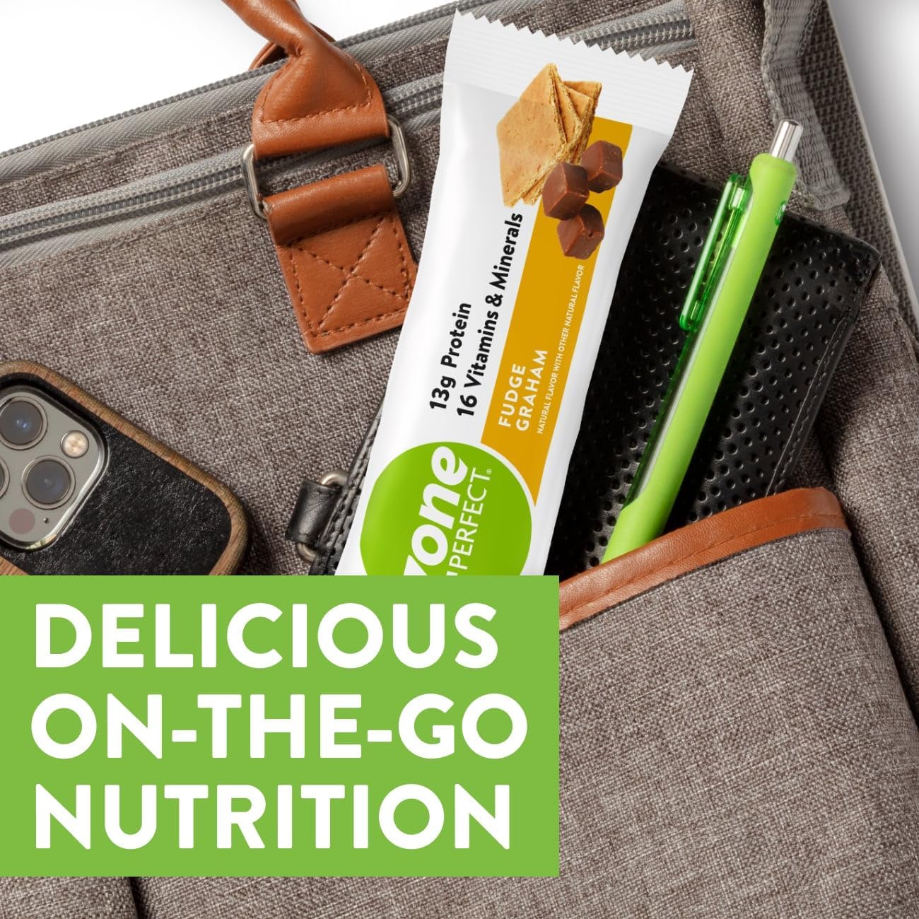 ZonePerfect Protein Bars, Fudge Graham Flavor, 20 Bars, 13g Protein, 16 Vitamins & Minerals - Protein Snack