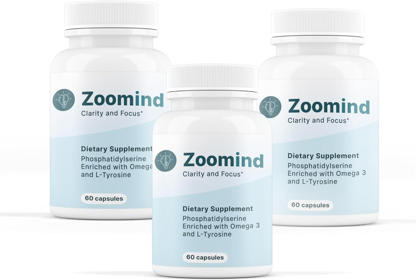 Zoomind Dietary Supplement - Omega-3, Phosphatidylserine, L-Tyrosine for Brain Clarity and Focus, 60 Capsules