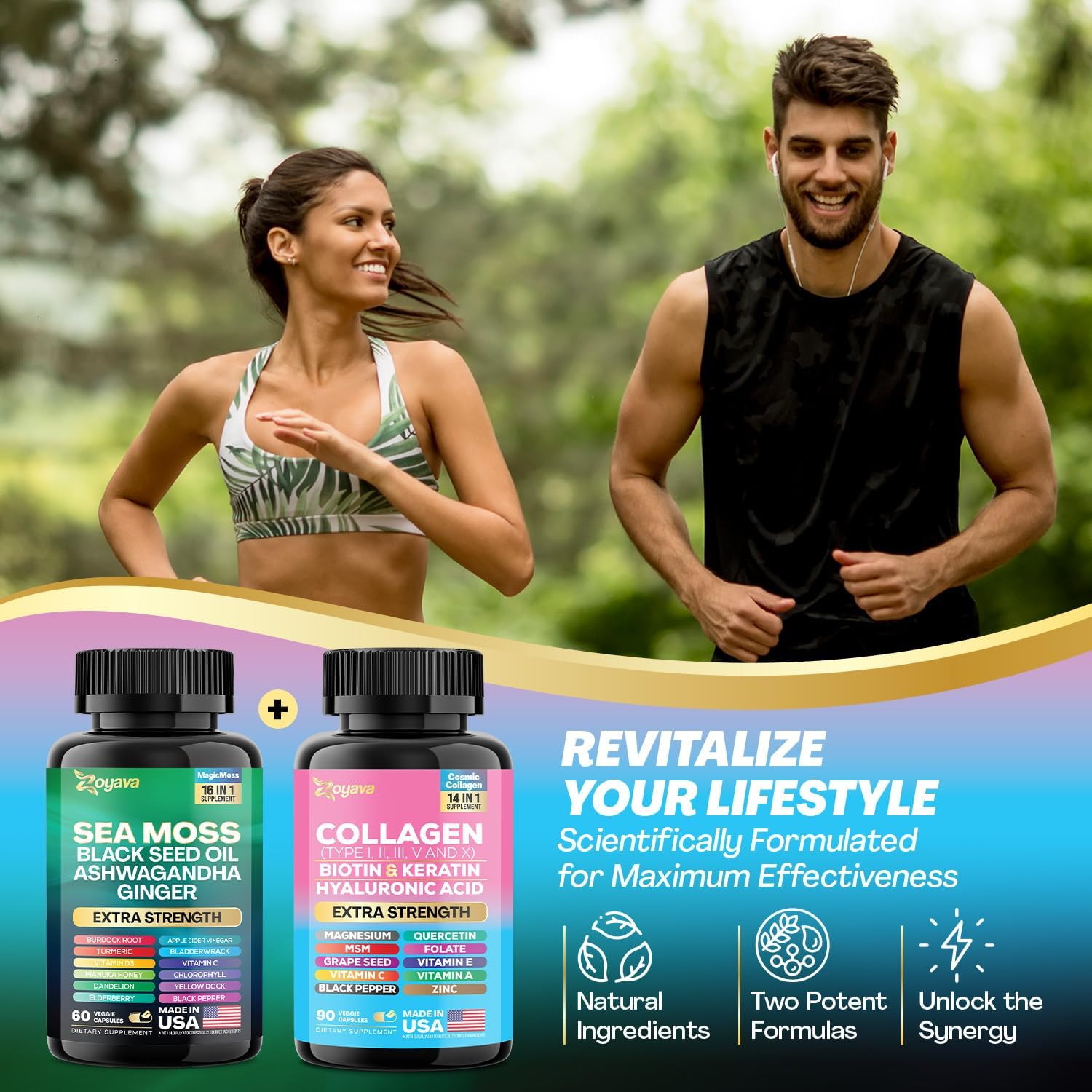 Zoyava Radiant Wellness Bundle with Sea Moss, Black Seed Oil, Ashwagandha, Turmeric, and More