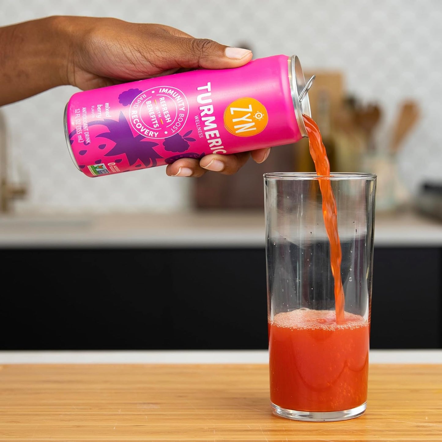 ZYN Mixed Berry Turmeric Wellness Drink 6-Pack - Sugar-Free, Low Carb, Low Calorie with Black Pepper - Clean Alternative